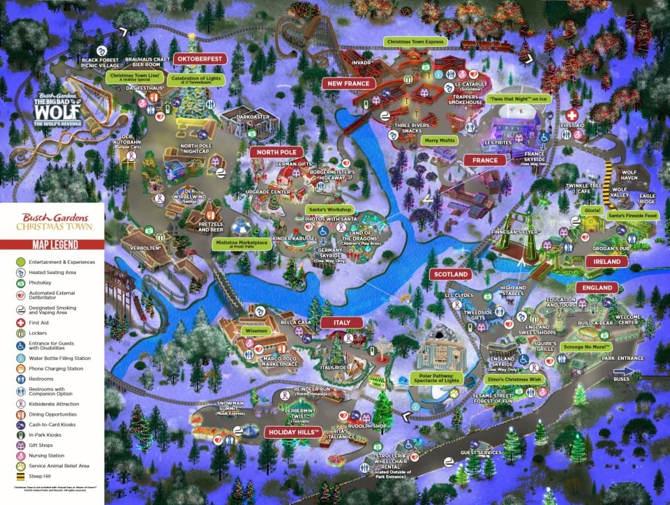 Busch Gardens Williamsburg Christmas Town Map