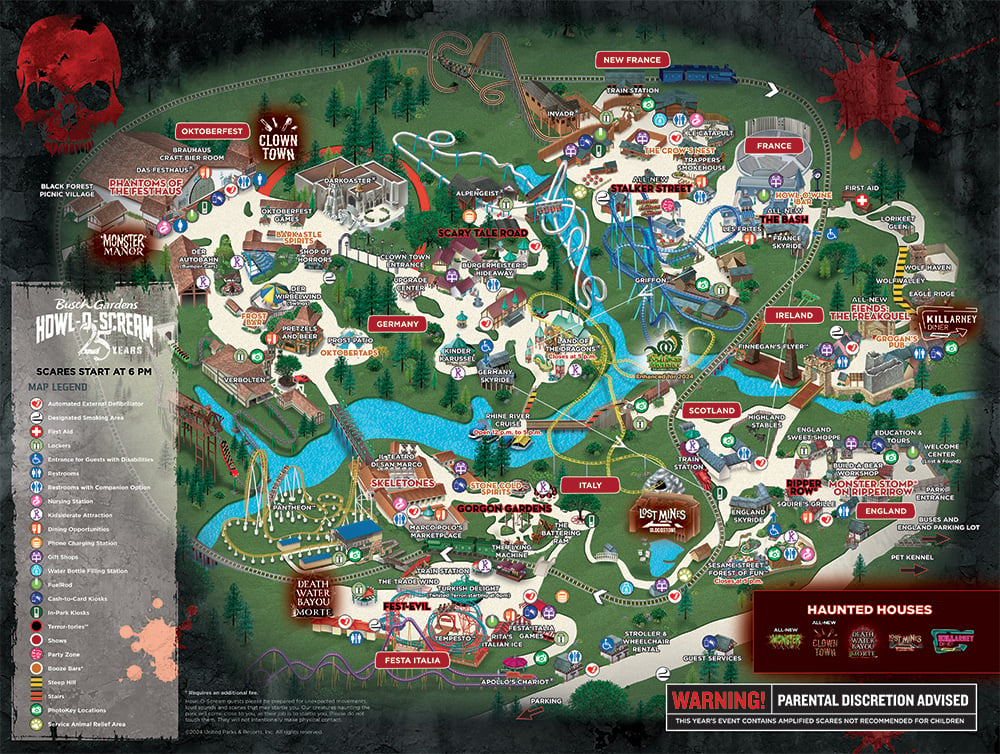 Busch Gardens Williamsburg Howl-O-Scream map