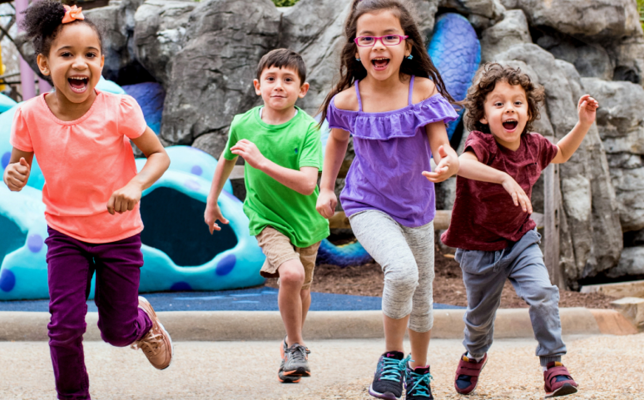 Four children running