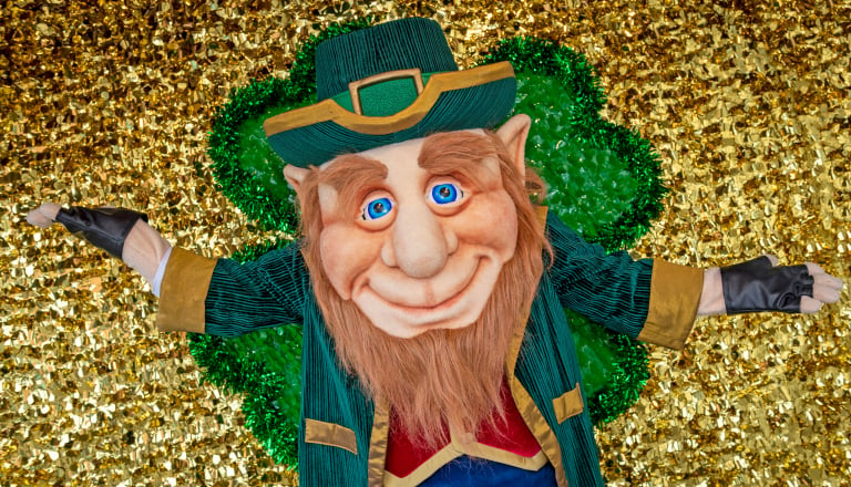Meet Clancy the Leprechaun at Busch Gardens Williamsburg St. Patrick's Day Celebration.
