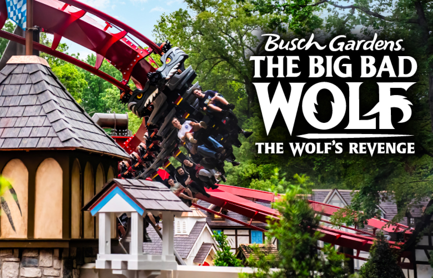 Red inverted roller coaster The Big Bad Wolf: The Wolf's Revenge