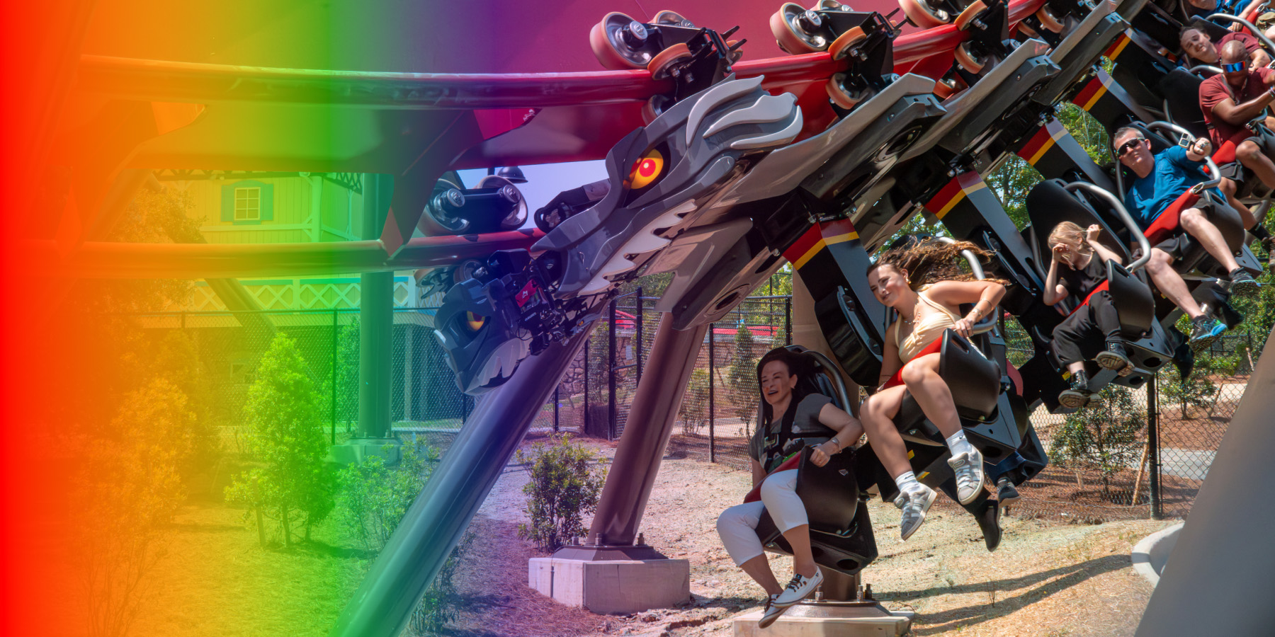 People riding The Big Bad Wolf: The Wolf's Revenge at Busch Gardens Williamsburg