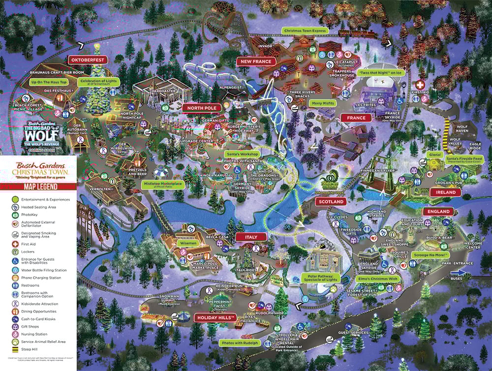 Busch Gardens Williamsburg Christmas Town Map