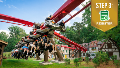 Inverted red roller coaster