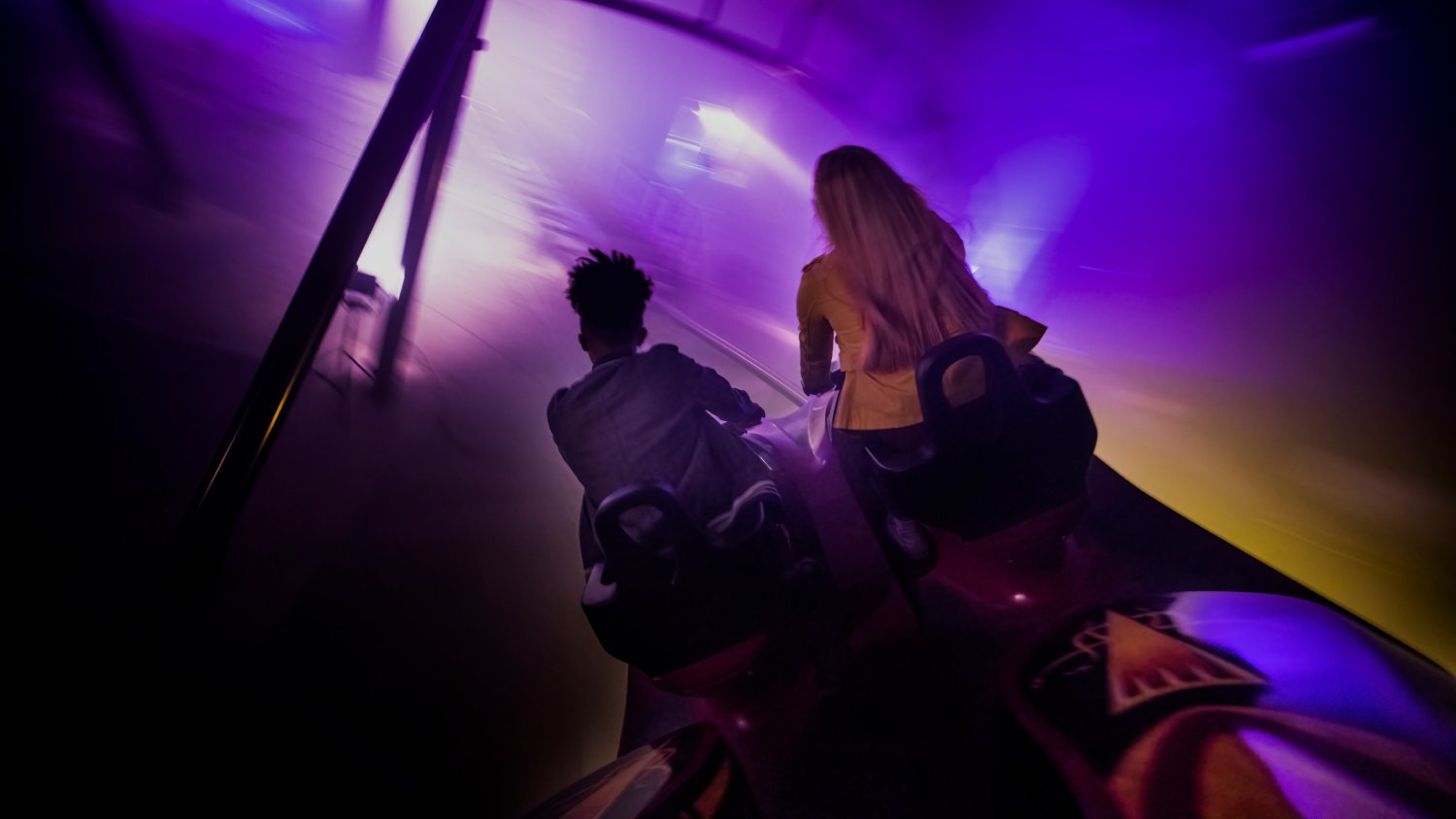 Point of View riding DarKoaster™ at Busch Gardens Williamsburg.