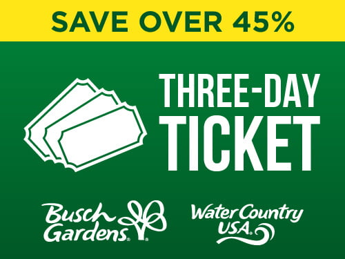 Busch Gardens Williamsburg & Water Country USA 3-Day Ticket