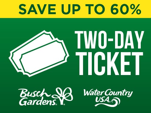 Busch Gardens Williamsburg & Water Country USA Two-Day Ticket