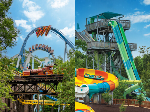 Busch Gardens Williamsburg Railroad, Griffon and Alpengeist + Water Country USA Cutback Water Coaster and Vanish Point