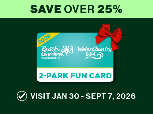 Busch Gardens & Water Country USA 2026 2-Park Fun Card