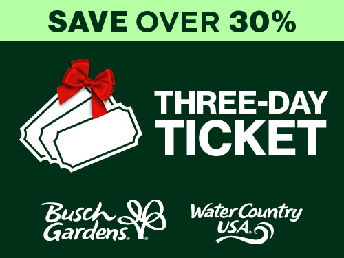 Busch Gardens Williamsburg & Water Country USA Three-Day Ticket
