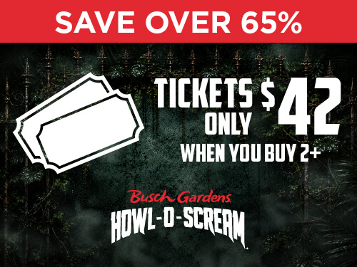 Busch Gardens Williamsburg Howl-O-Scream Ticket - Save over 65% | Tickets only $42 when you buy 2+