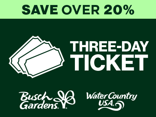 Busch Gardens Williamsburg & Water Country USA Three-Day Ticket