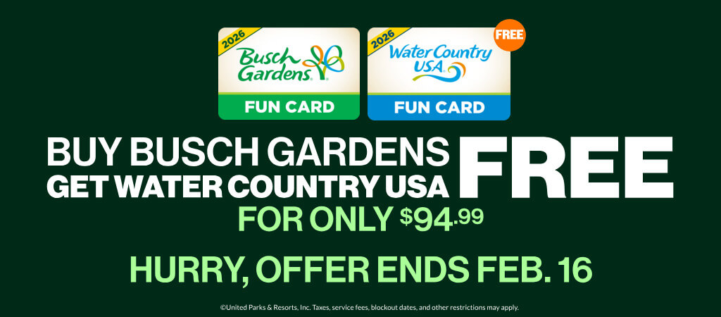 Buy Busch Gardens Get Water Country USA FREE for only $94.99