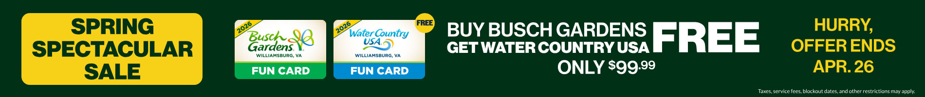 Buy Busch Gardens Get Water Country USA FREE Only $99.99