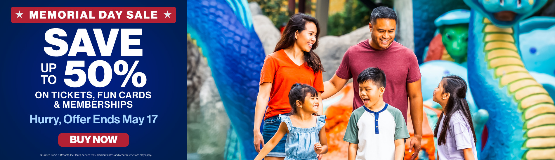Memorial Day Sale: Save up to 50% on tickets, fun cards & memberships
