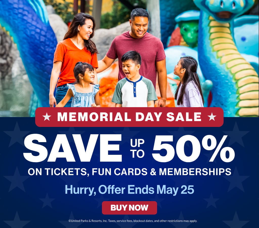 Memorial Day Sale: Save up to 50% on tickets, fun cards & memberships