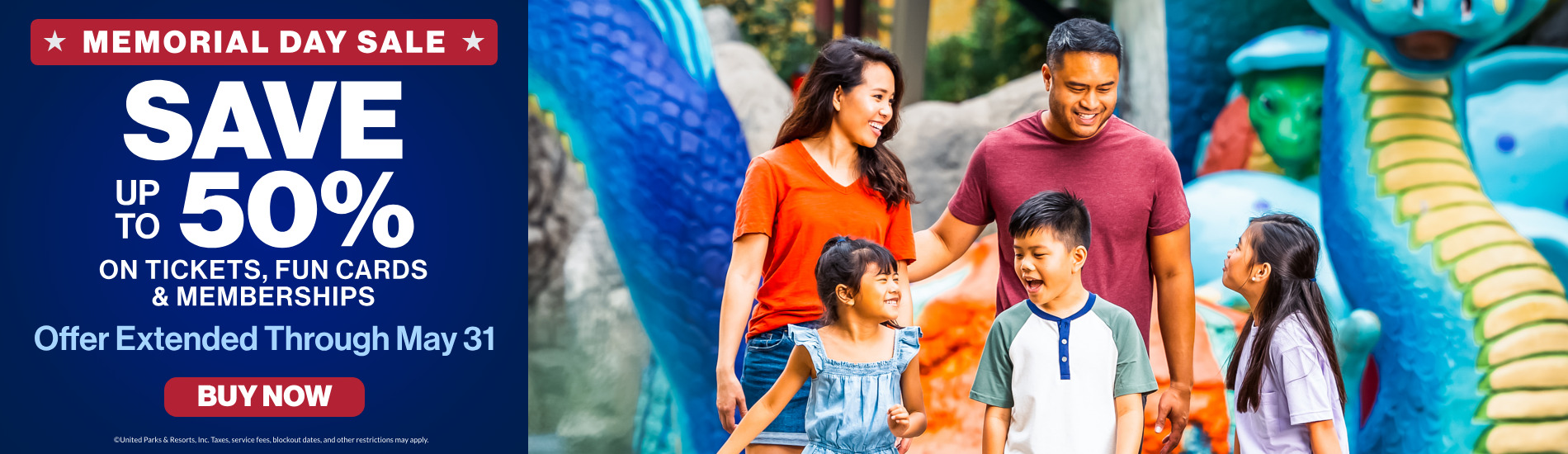 Memorial Day Sale: Save up to 50% on tickets, fun cards & memberships