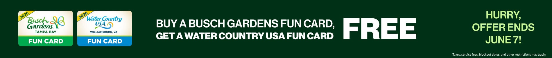 Buy A Busch Gardens Fun Card Get A Water Country USA Fun Card FREE