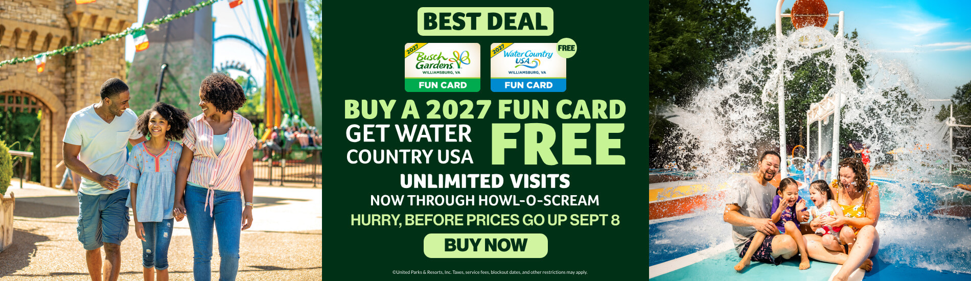 Best Deal! Buy A 2027 Fun Card, Get Water Country USA Free! Unlimited Visits Now Through Howl-O-Scream!