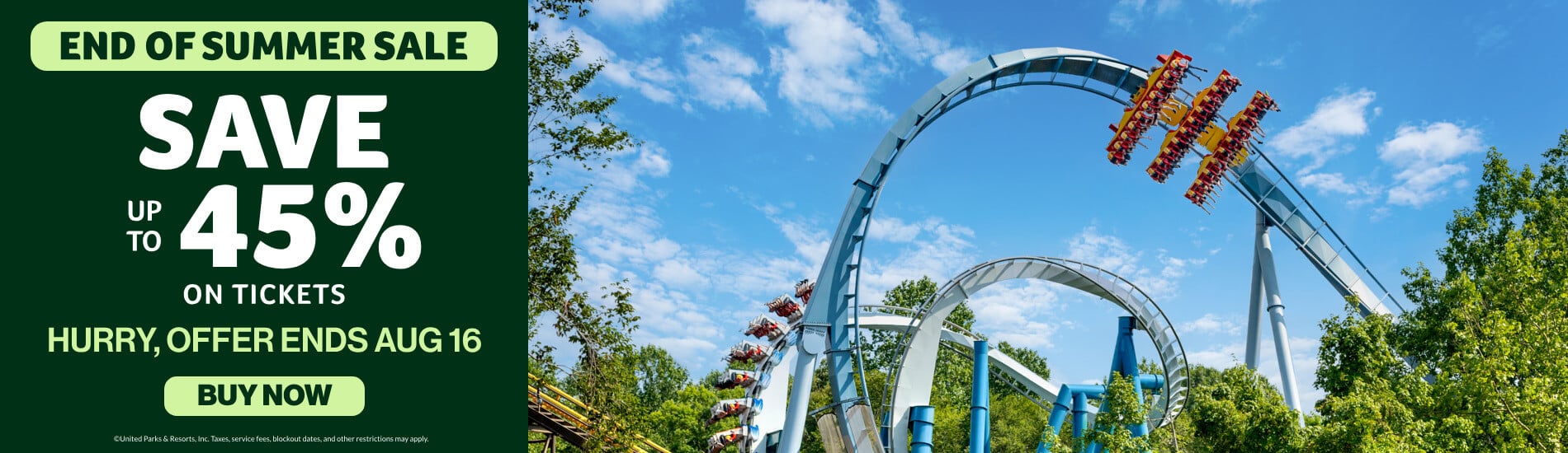 End of Summer Sale: Save Up To 45% on Tickets