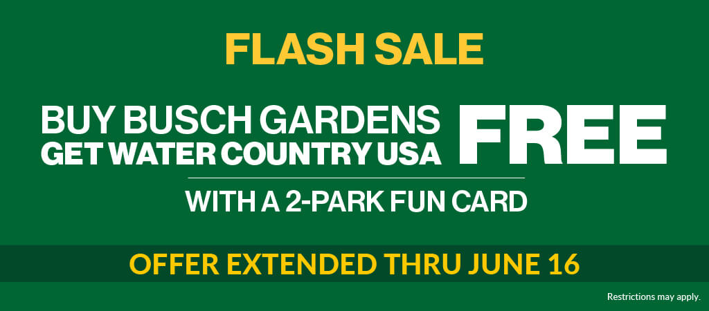 Busch Gardens Williamsburg & Water Country USA Fun Card Flash Sale