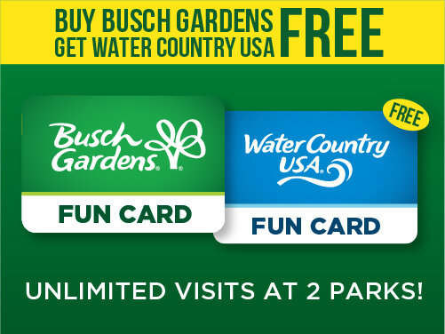 Busch Gardens Williamsburg & Water Country USA Fun Card Flash Sale