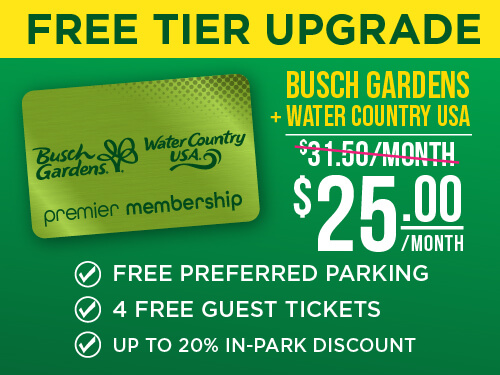 Busch Gardens Williamsburg & Water Country USA Premier Membership