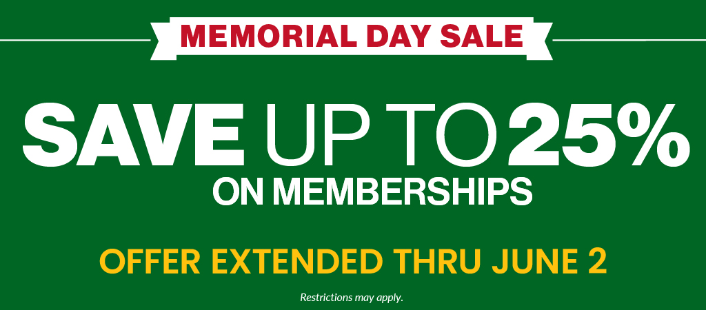 Save up to 25% on memberships