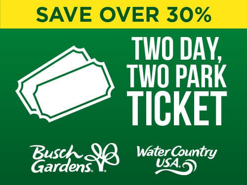 Busch Gardens Williamsburg Two Day, Two Park Ticket