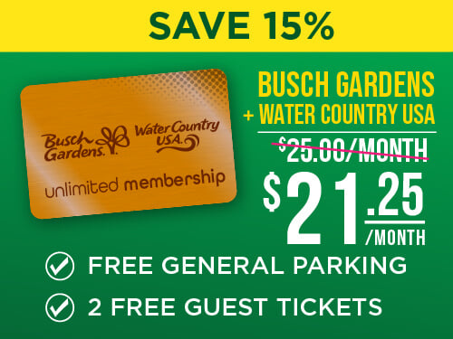 Busch Gardens Williamsburg & Water Country USA 2-Park Unlimited Membership