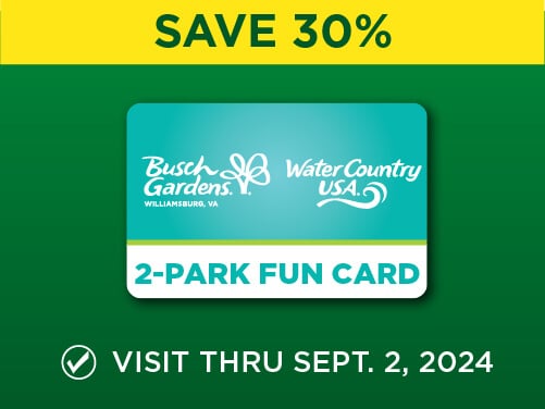 Busch Gardens Williamsburg & Water Country USA 2-Park Fun Card