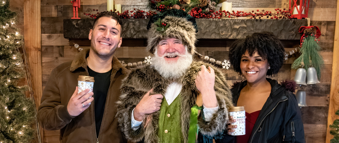 Photo opportunity with Father Christmas at Busch Gardens Williamsburg Christmas Town.