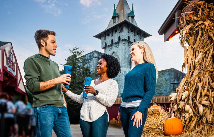 Friends enjoying at Drink at the BOOze Bars during Busch Gardens Williamsburg Howl-O-Scream.