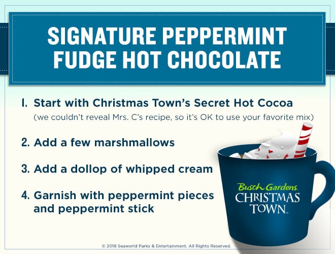 Busch Gardens Christmas Town Signature Peppermint Fudge hot cocoa recipe