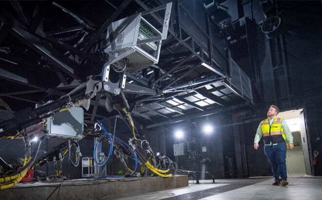 A behind-the-scenes view at what the motion simulator looks like.