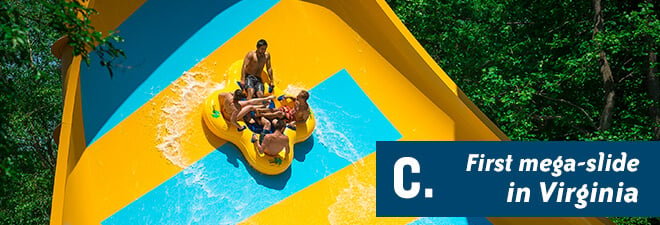 Water Country USA Quiz: Answer C - first mega-slide of its kind in Virginia