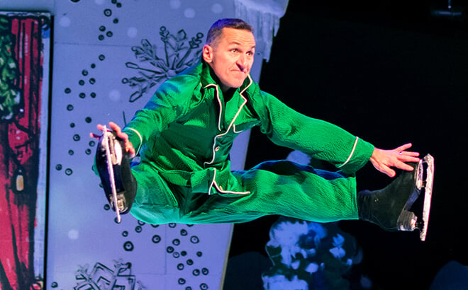 Elvis Stojko doing the splits while performing in 'Twas That Night ice show at Busch Gardens Williamsburg