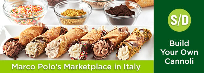 Build your own cannoli dessert at Marco Polo's Marketplace
