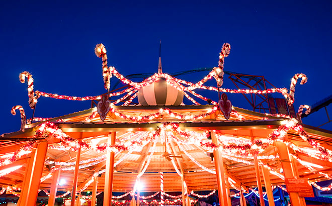 Holiday Hills and Peppermint Twist during Christmas town at Busch Gardens Williamsburg