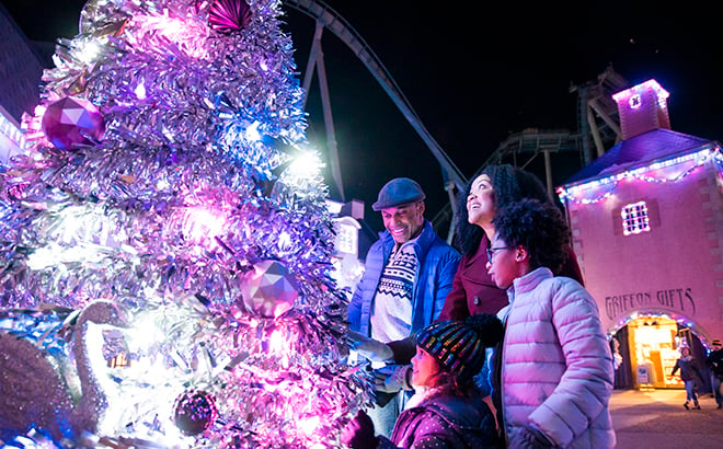 Family in France during Christmas Town at Busch Gardens Williambsburg