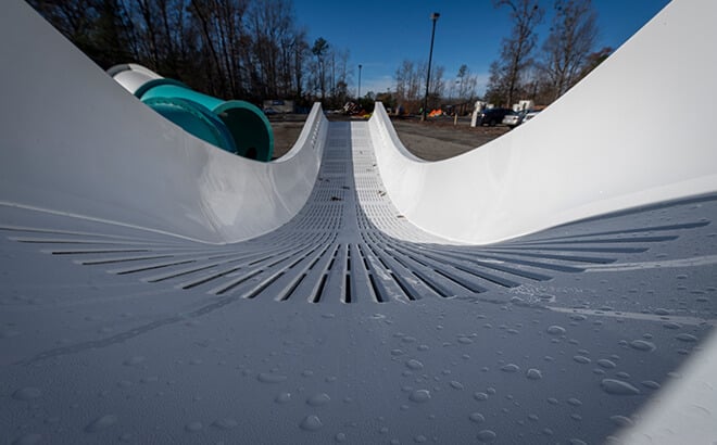 Inside slide view of Cutback Water Coaster