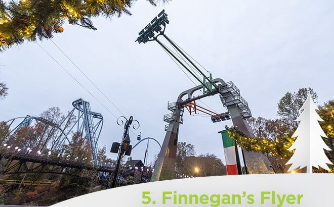 Busch Gardens Williambsburg Finnegans Flyer Ride During Christmas town