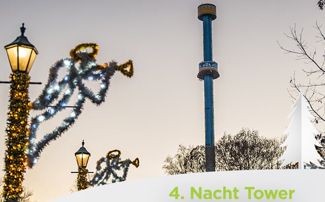 Busch Gardens Williambsurg Nacht Tower Macht Tower during Christmas Town