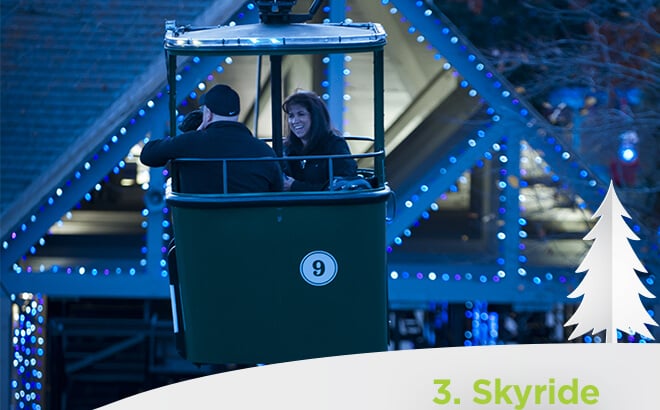 Busch Gardens Williambsugr Sky Ride during Christmas Town