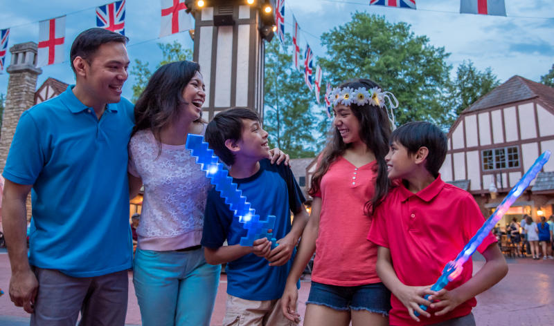 Family enjoying Fathers day at Busch Gardens Williamsburg Summer Nights.