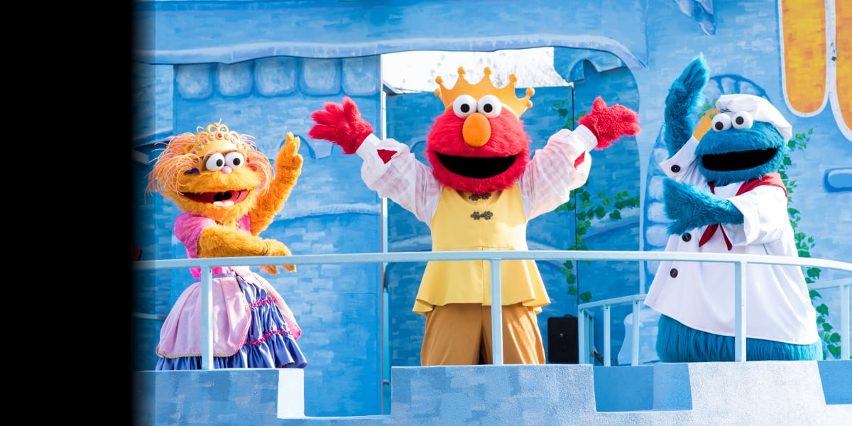 Elmo and friends at Busch Gardens Williamsburg Sesame Street® kids weekends.