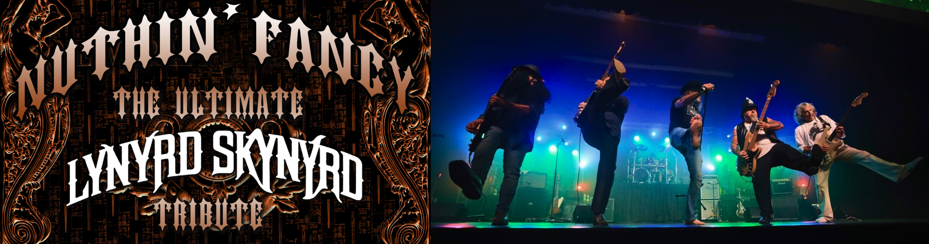 Nuthin’ Fancy: The Ultimate Lynyrd Skynyad Tribute performing live at Busch Gardens Williamsburg during the Summer Nights Concert Series.