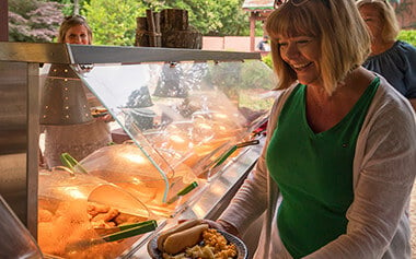 Enjoy an all-you-care-to-eat buffet in the Black Forest Picnic Area