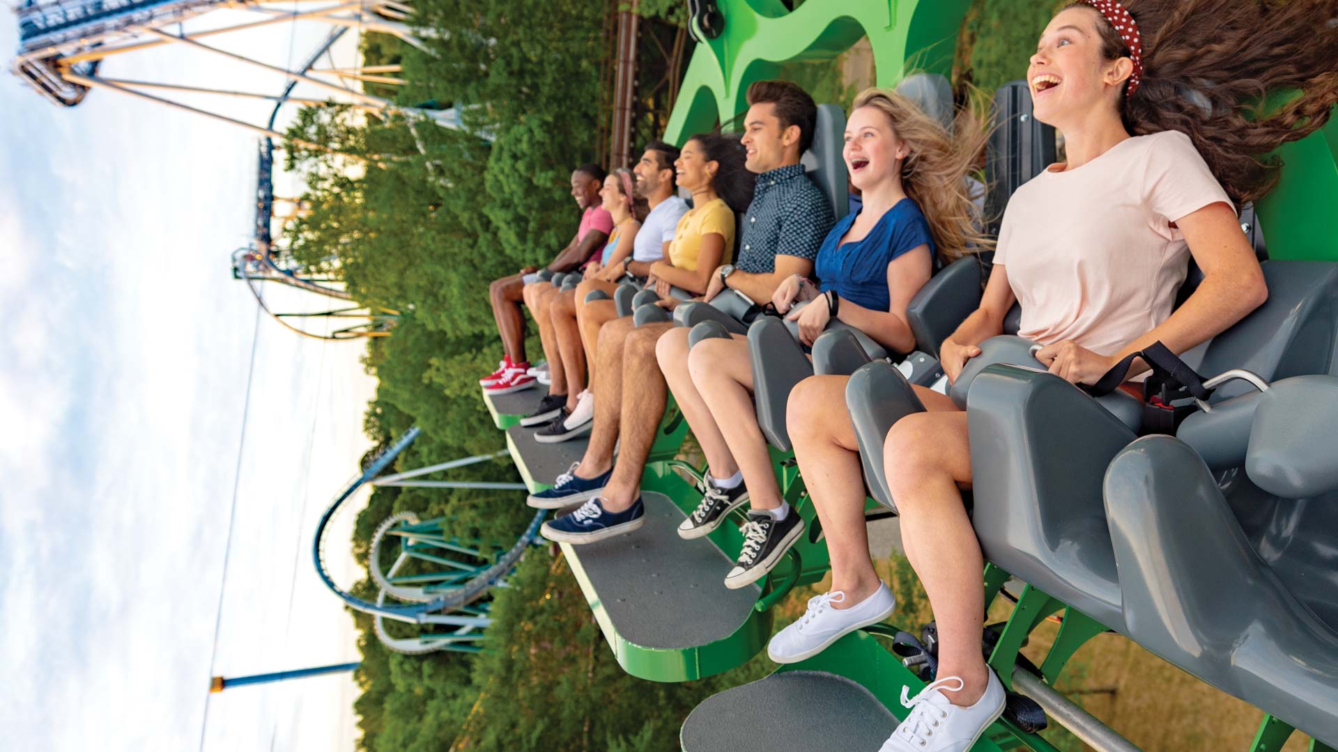 Now Open! - Finnegan's Flyer, extreme screaming swing ride at Busch Gardens Williamsburg