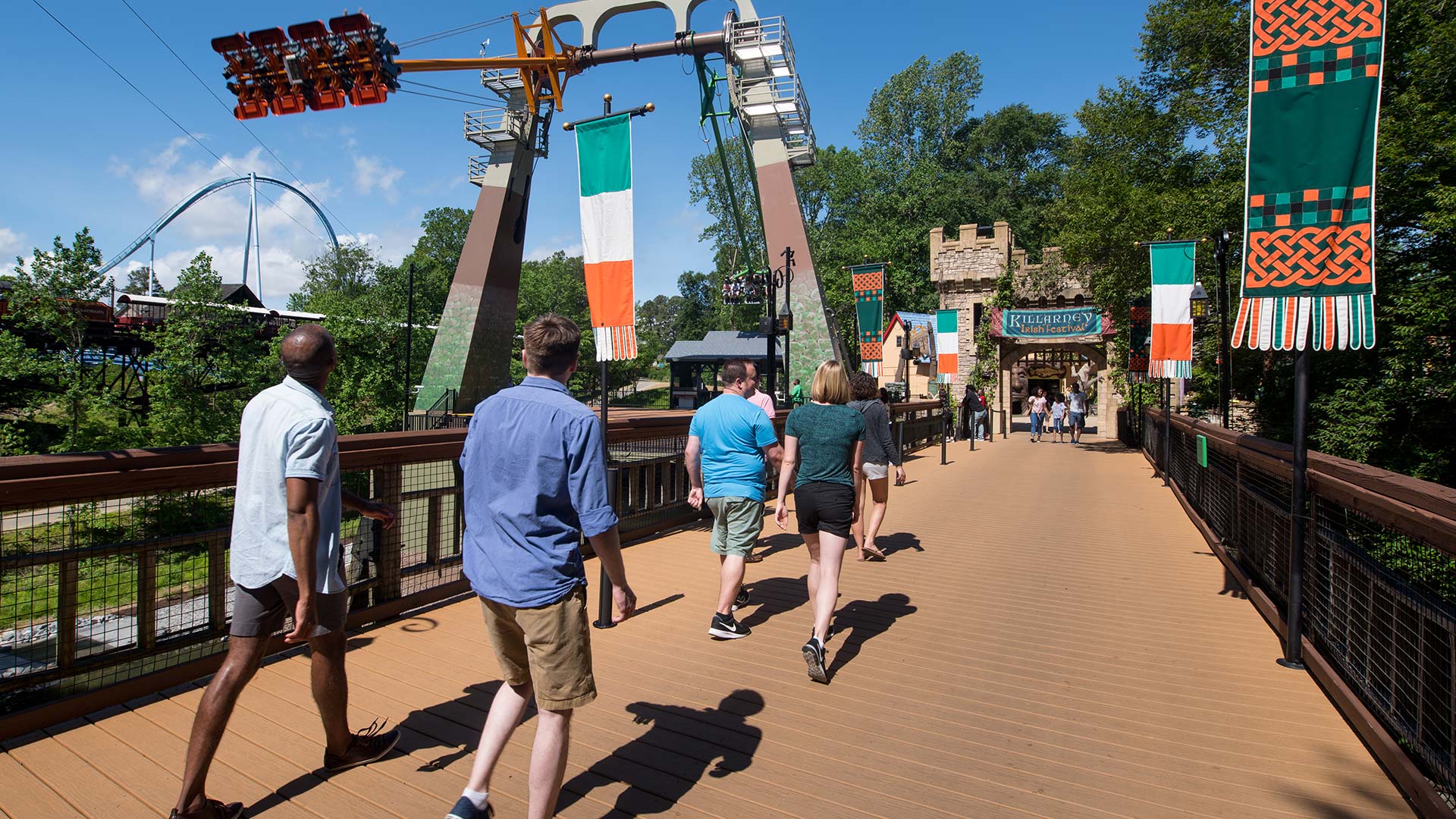 Now Open! - Finnegan's Flyer, extreme screaming swing ride at Busch Gardens Williamsburg